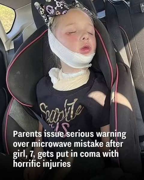 Parents issue serious warning over microwave mistake after girl, 7, gets put in coma with horrific injuries